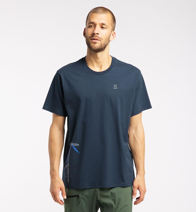 Haglöfs Mens Camp T-Shirt Dark Blue New Zealand 83097HTCJ